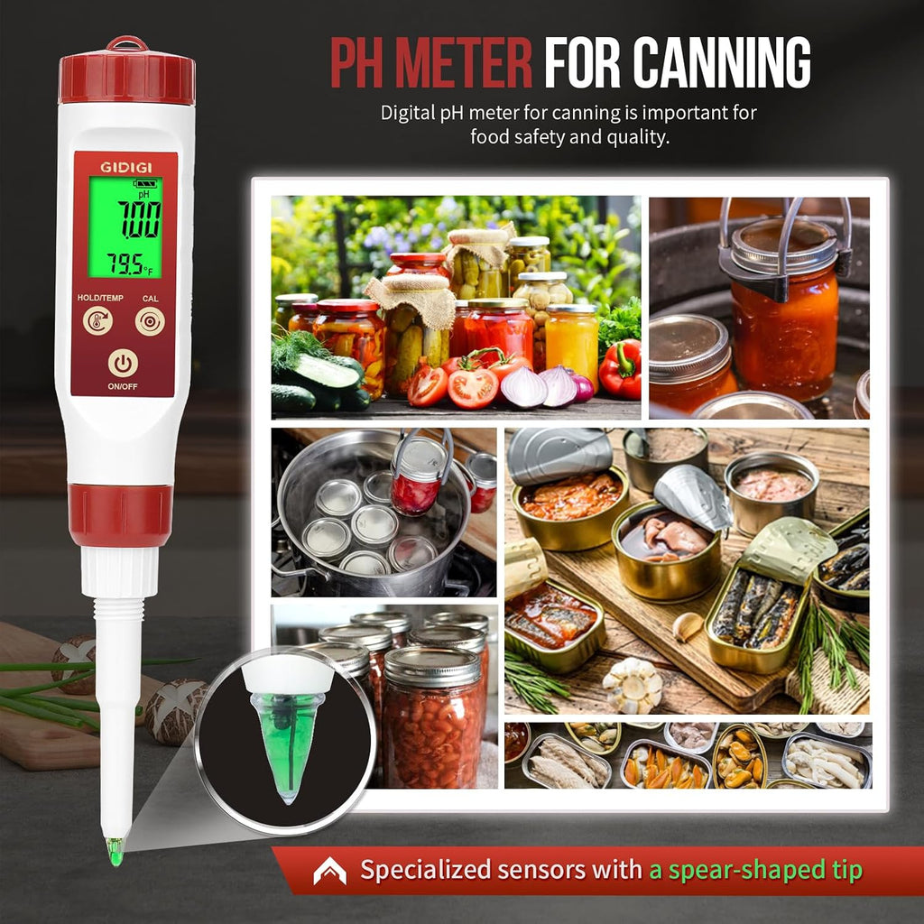 Digital pH Meter for Food Fermentation with pH Calibration Solution