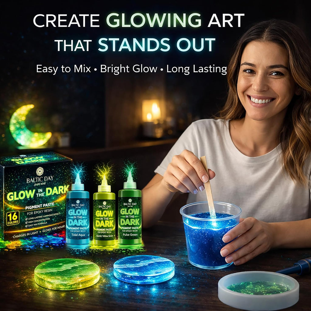 Glow in the Dark Pigment Paste for Epoxy Resin, 16 Colors, Ultra-Concentrated Resin Pigment Set, Long-Lasting Glow
