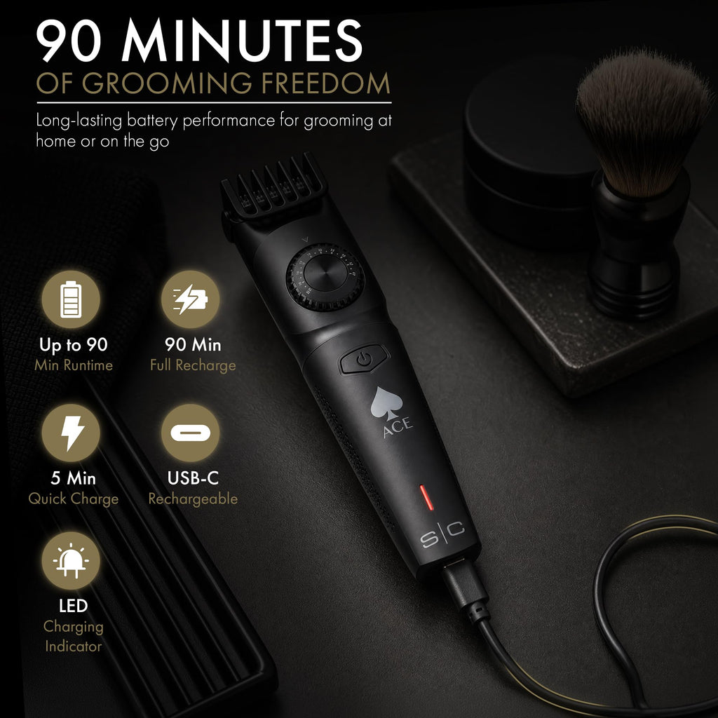 Ace Cordless Beard Trimmer for Men with 39 Length Settings