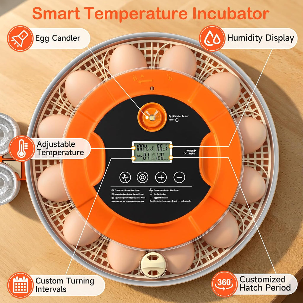 18 Egg Incubators for Hatching Eggs, Automatic Egg Turning and Humidity Control Incubator for Hatch Chicken Duck