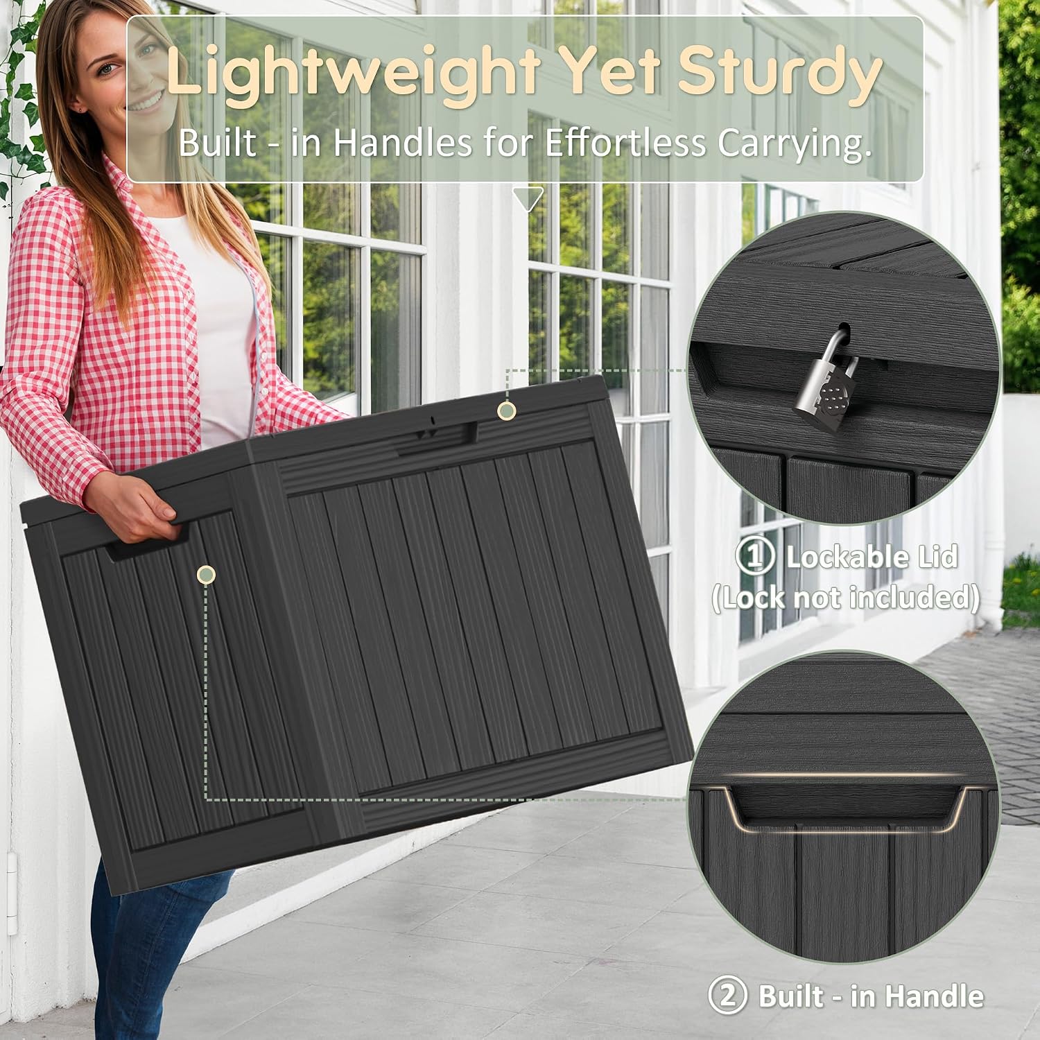 55 Gallon Package Delivery Box for Outside, Waterproof Storage Box with Lockable Secure, Resin Parcel Drop Box for
