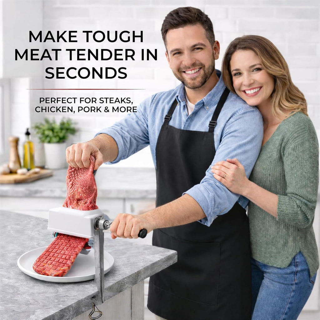 Manual Meat Tenderizer Heavy Duty – Commercial Rolling Cuber Tool Steak Flatten Tool Meat Tenderizer Grinder Clamp-on