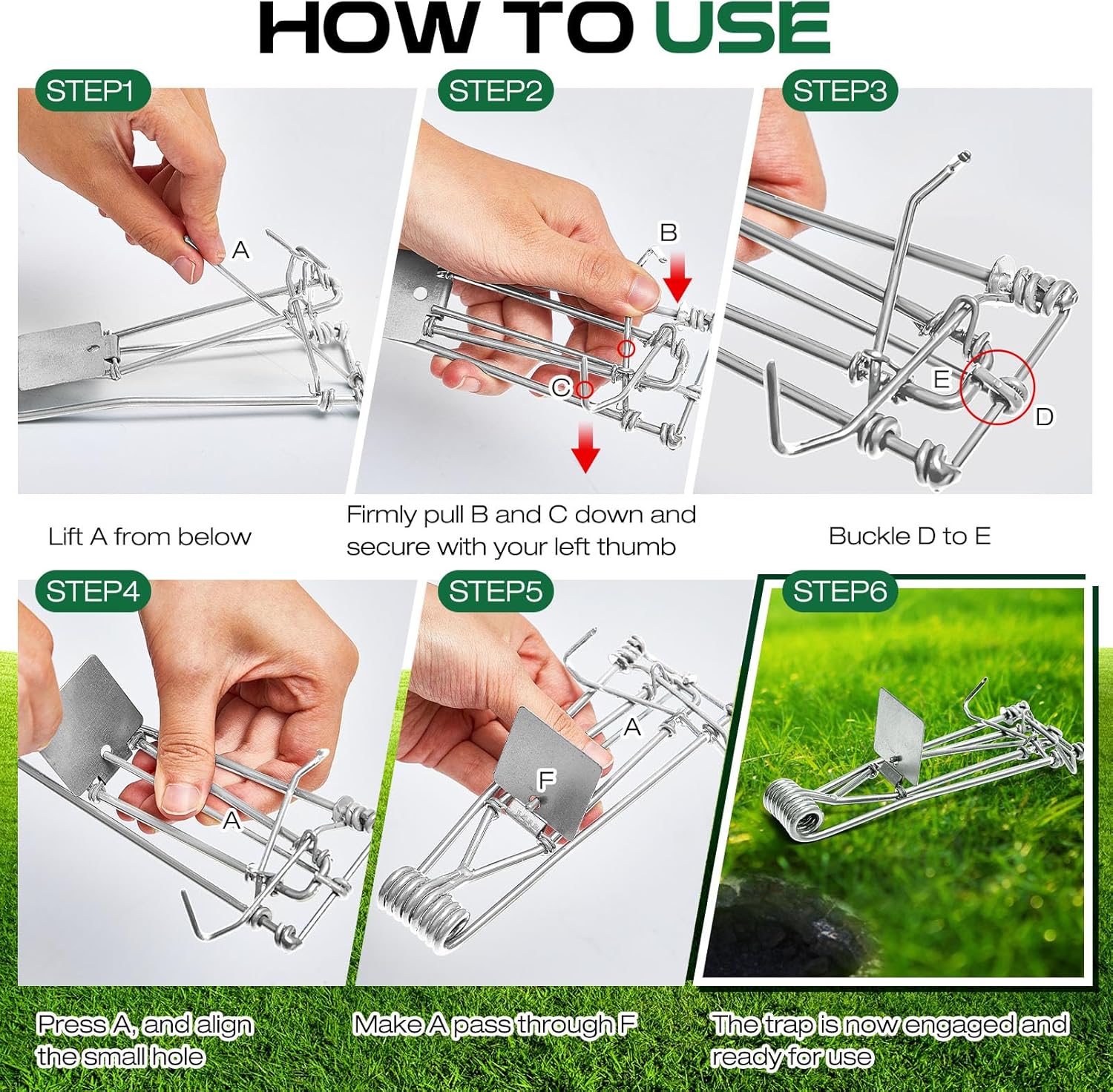 16 Pcs Outdoor Gopher Trap Easy Set Mole Trap Weather Resistant Gopher Killer Vole Killer for Lawn Garden Farm (Silver)