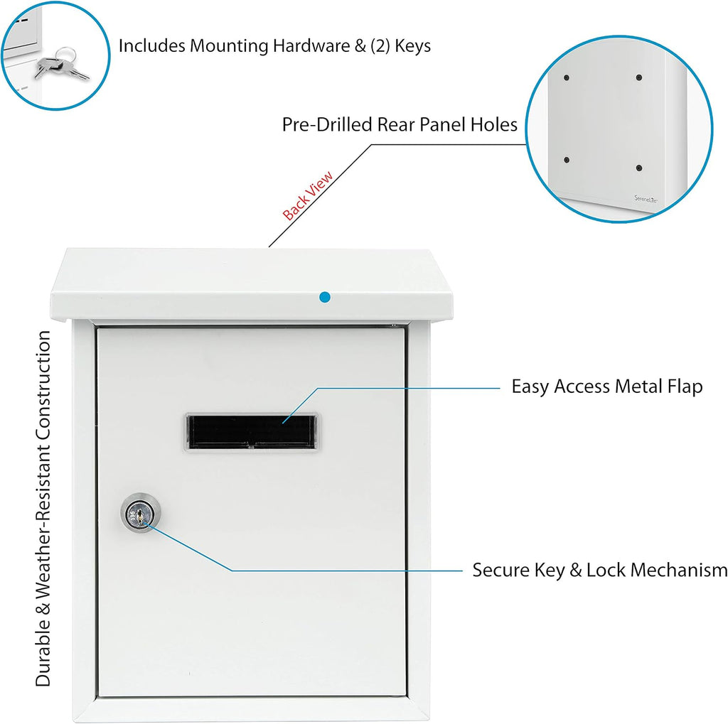 Weatherproof Wall Mount Mailbox-Outdoor Galvanized Metal Key Large Capacity, Commercial Rural Home Decorative &