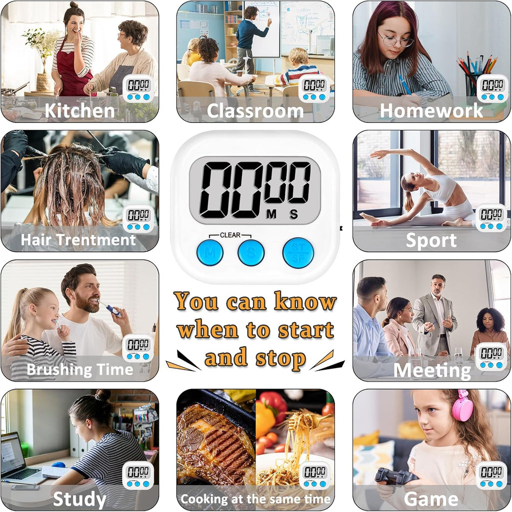 Digital Kitchen Classroom Timers for Kids Cooking 6pcs MulticolorA