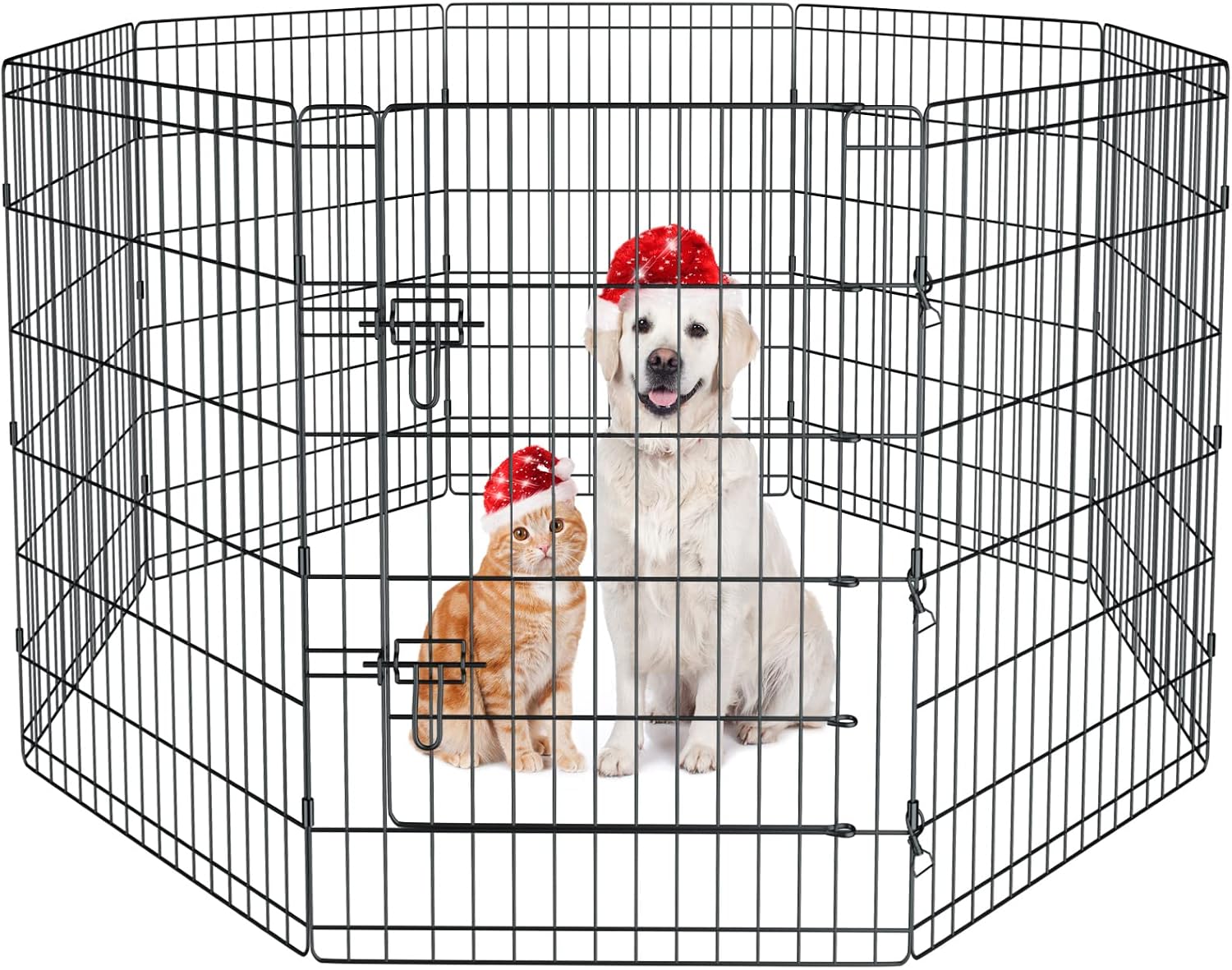 Pet Playpen Dog Pen Foldable Dog Exercise Fence 8 Panels 36 Inch Kennels Pet Playpen Options Ideal for Pet Medium
