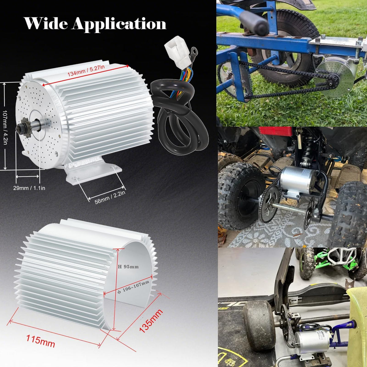 BLDC 72V 3000W Brushless Motor Kit with 50A Controller, Throttle, Pedal