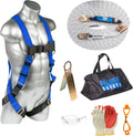 Fall Protection Roofing Bucket Kit I Full-Body Harness, 50' Vertical Rope & Anchor Set I Safety Harness Kit