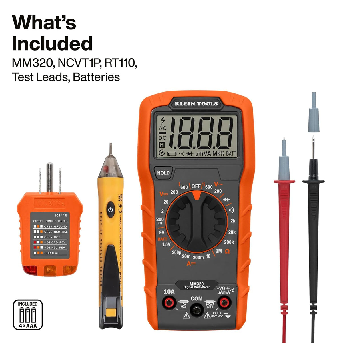 69149P Electrical Test Kit with Digital Multimeter, Non-Contact Voltage Tester and Electrical Outlet Tester, Leads