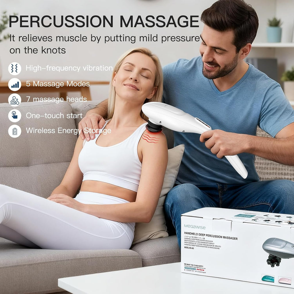 Cordless Back Massager for Shoulders, Waist, Legs, Rechargeable 3200mAh Battery, 5 Speed and 5 +2 Massage Nodes 5
