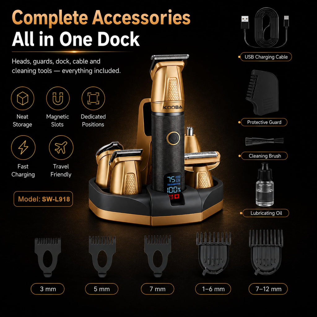 6-in-1 Beard Trimmer for Men with Charging Dock