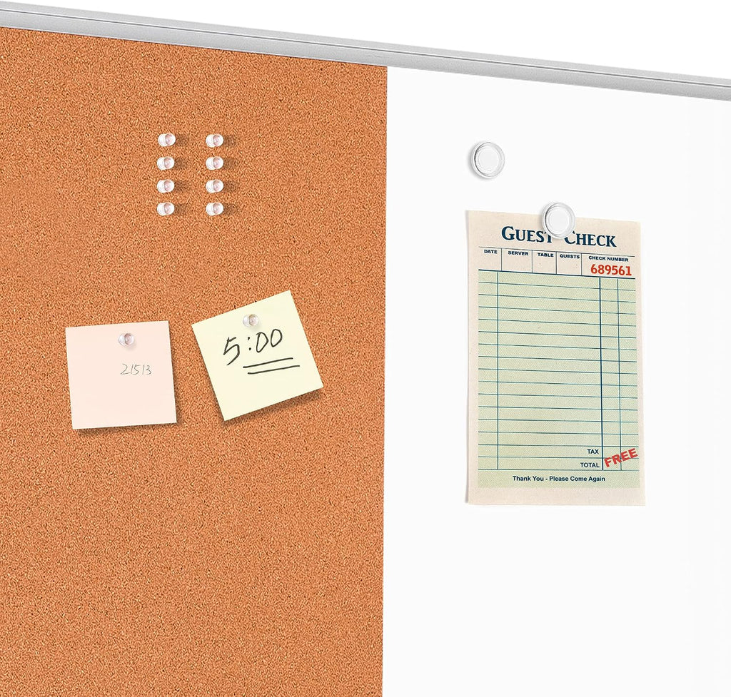 Magnetic Dry Erase Whiteboard & Cork Board Combo, Wall Mounted for Home, Office and Classroom, Aluminum Frame, 36" x