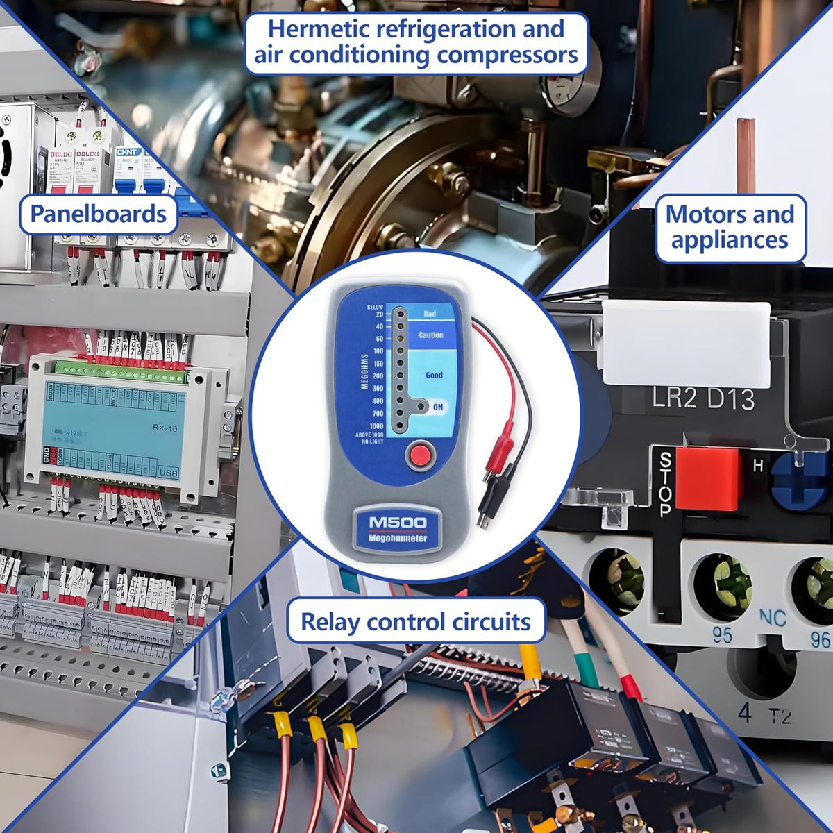 M500 Insulation Megohmmeter Compatible with Supco M500, 0 to 1000MΩ