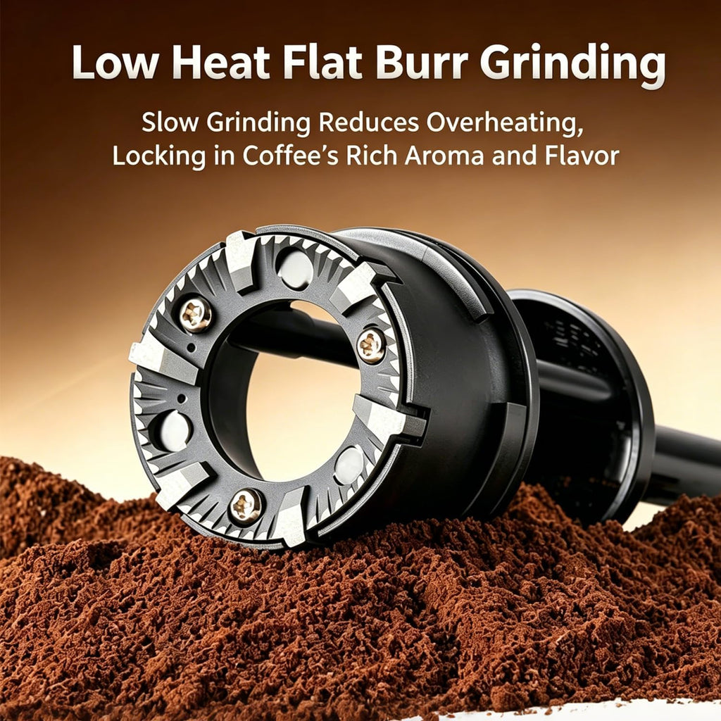 Electric Burr Coffee Grinder with 28 Precise Grind Settings, 2-12 Cup Auto-Stop, Flat Burr Coffee Bean Grinder for