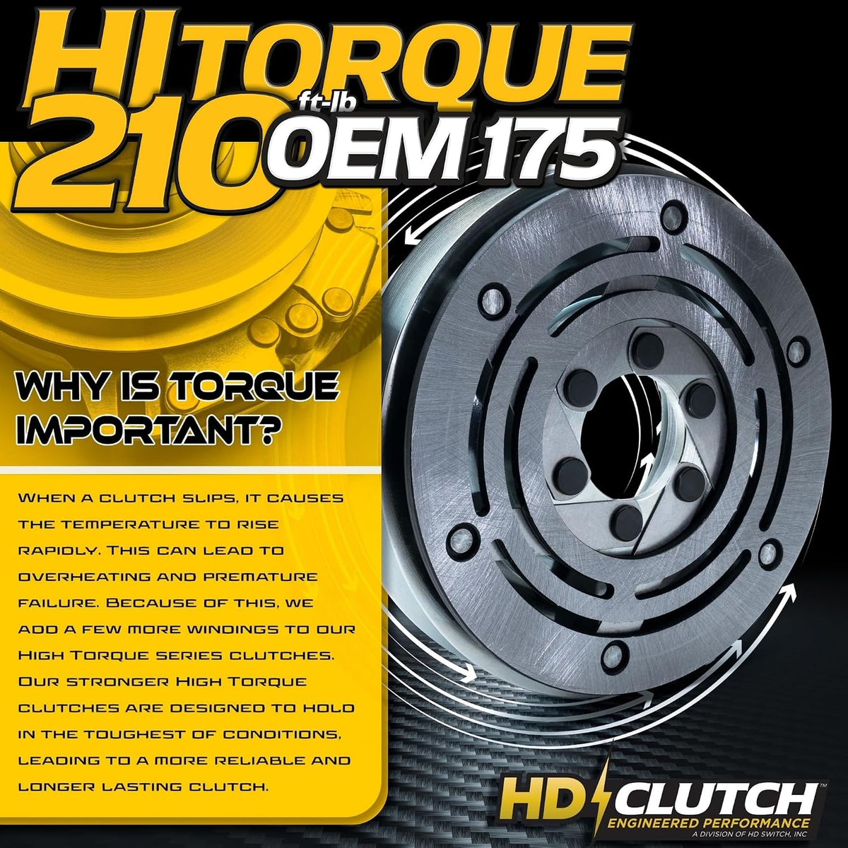 HiTorque 210ftlbs (OEM 175) BIGBearing Solid Steel Billet Pulley Electric PTO Clutch 5218-5 Replaces Warner 5218-5