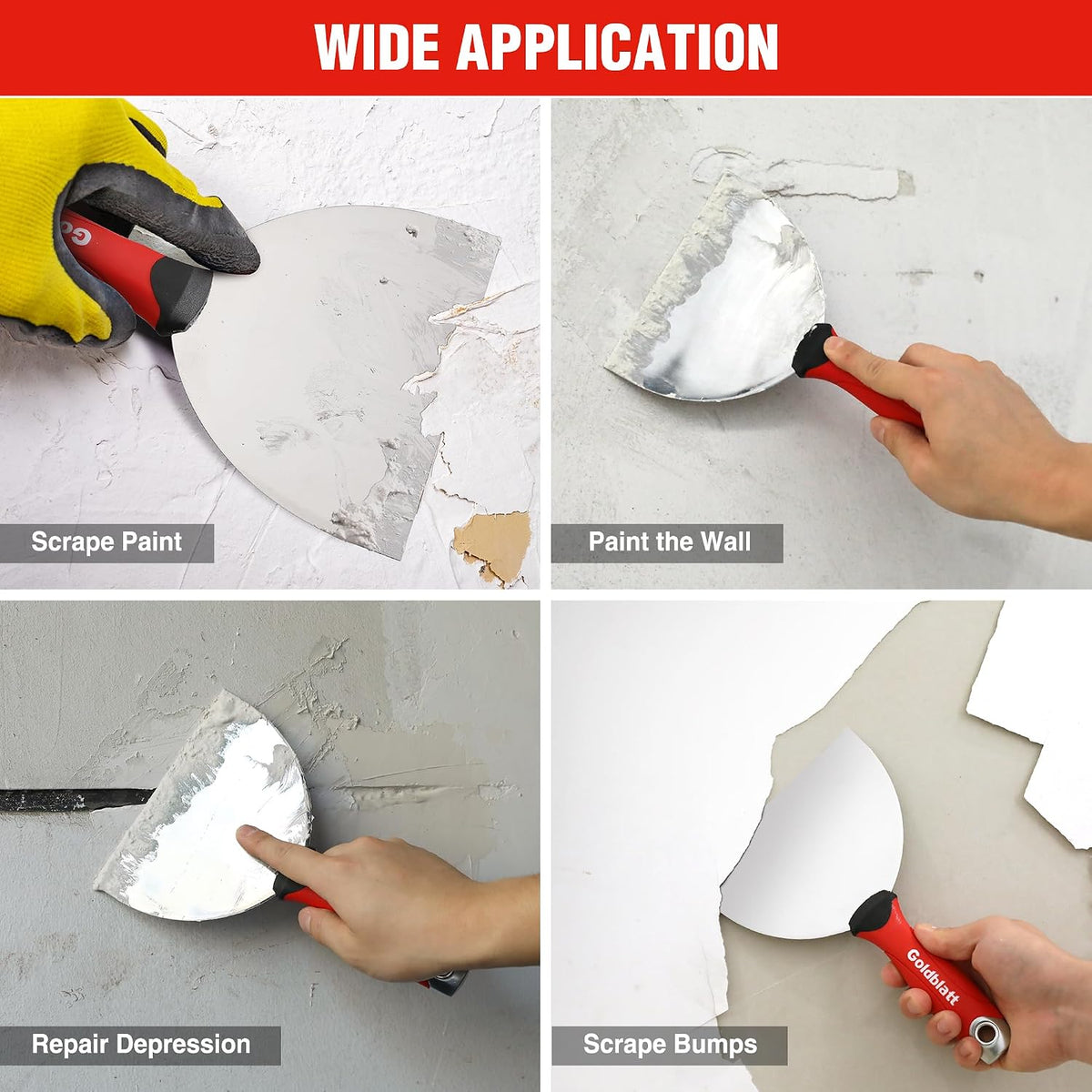 6" Putty Knife, Stainless Steel Scraping Paint, Putty Knife Scraper with Hammer End, Soft Grip, Perfect for Drywall