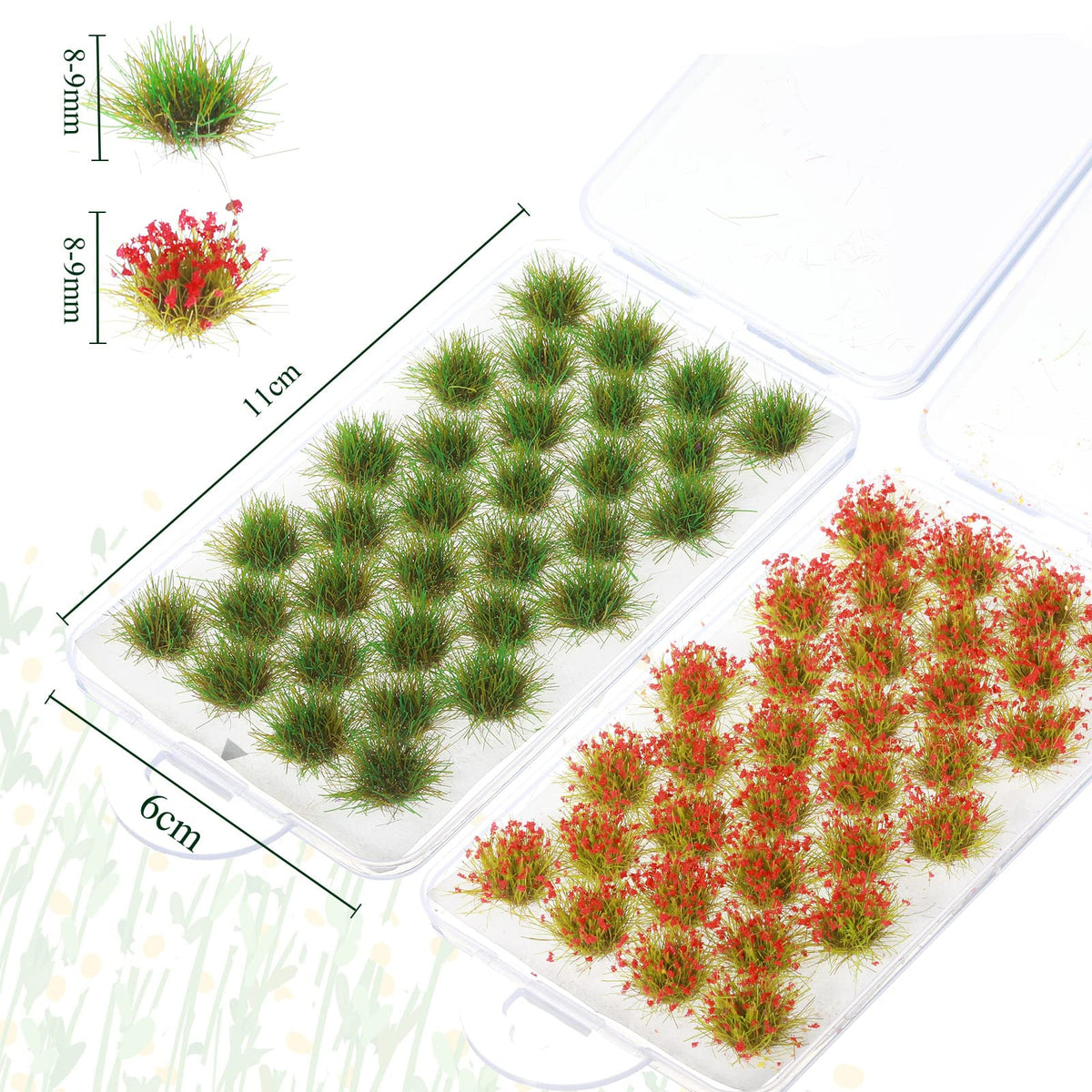 288 Pcs Static Grass Tuft Flower Cluster Vegetation Groups Self Adhesive Artificial Model Grass Tufts DIY Miniature