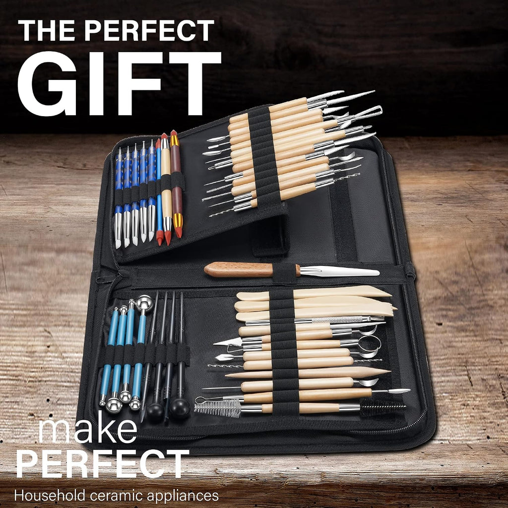 Clay Sculpting Tools for Pottery, Polymer & Air Dry Clay, 44 PCS | Clay modeling tools with an upgraded storage case