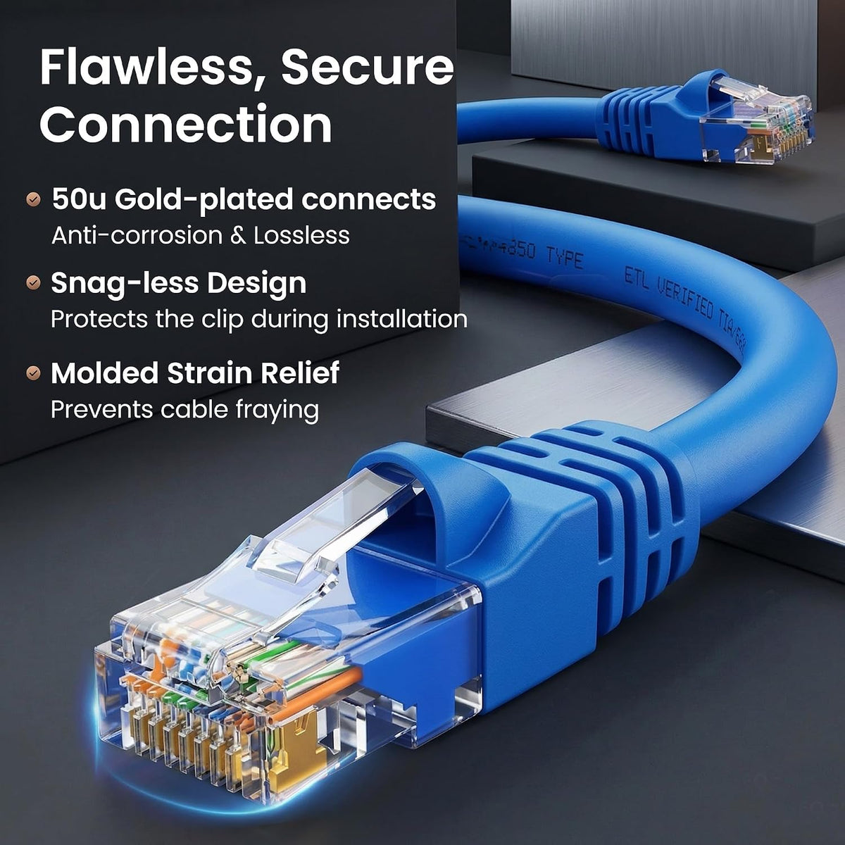 GEARit Cat6 Patch Cables 10ft Cat 6 Ethernet Cable 20-Pack Blue
