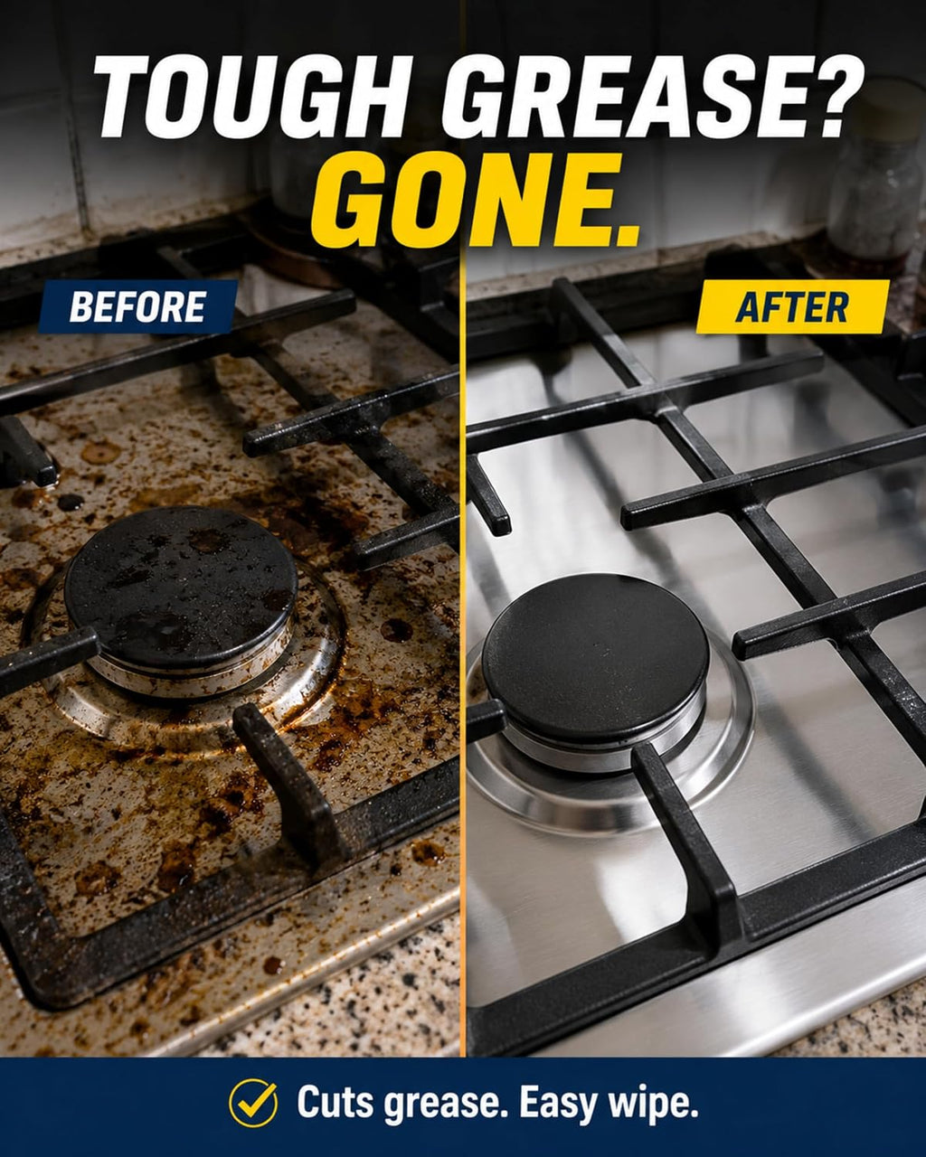 Heavy Duty Kitchen Degreaser for Tough Grease, Stove & Hood Cleaner