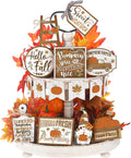 15 Pcs Thanksgiving Tiered Tray Decor Set Thanksgiving Decorations Fall Pumpkin Leaves Gnome Rustic Farmhouse Fall