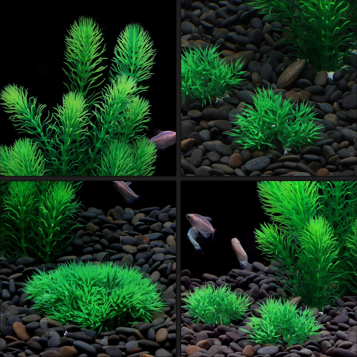 Aquarium Plants, Artificial Aquarium Decorations for Fish Tank Decor, Pack of 4