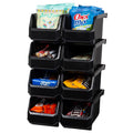 Medium Stackable Plastic Storage Bins, 8-Pack, Black