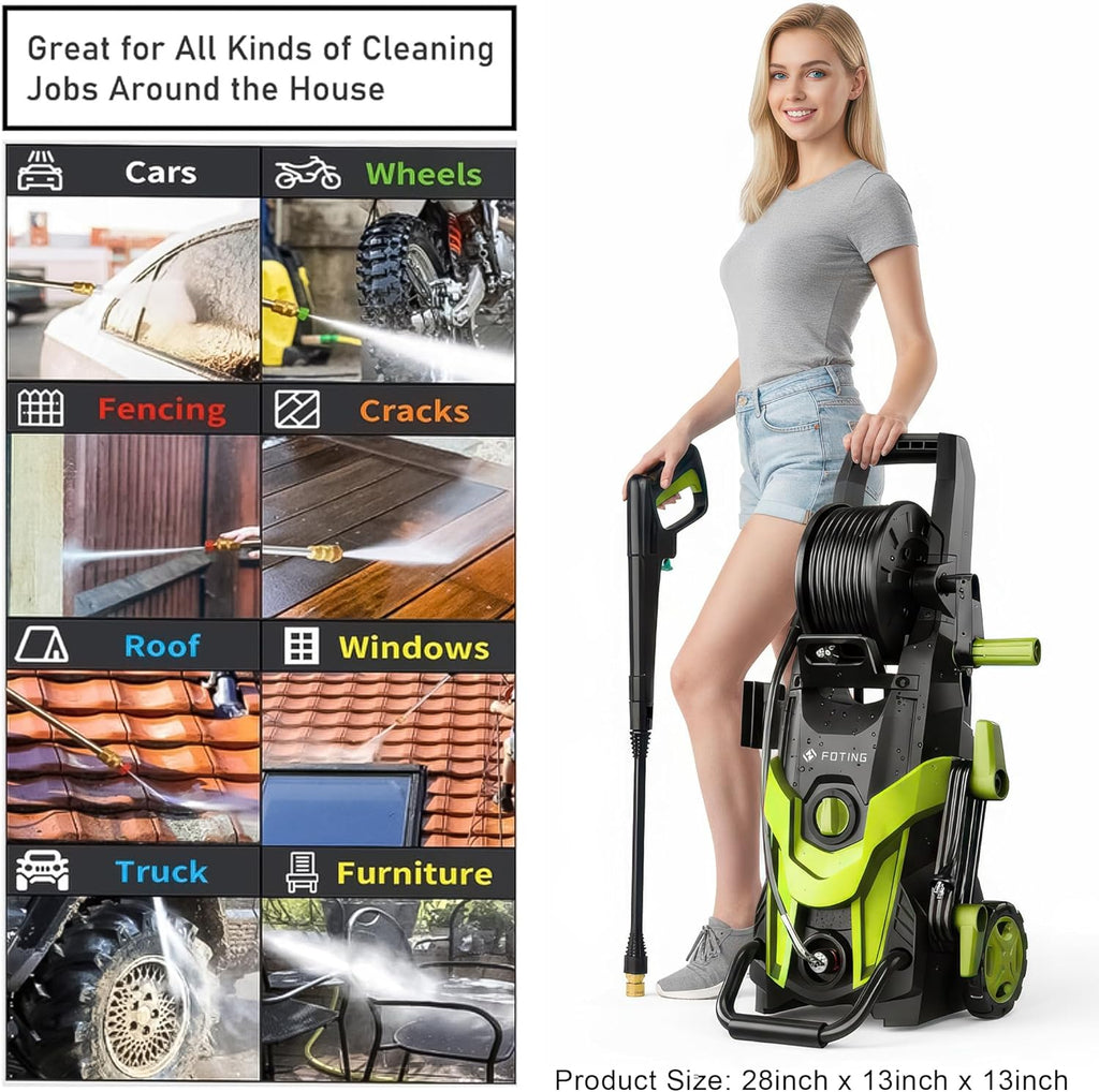 2026New Power Pressure Washer 4800PSI with 4 Quick Connect Nozzles,Inlet Hose & Filter, Foam Cannon for