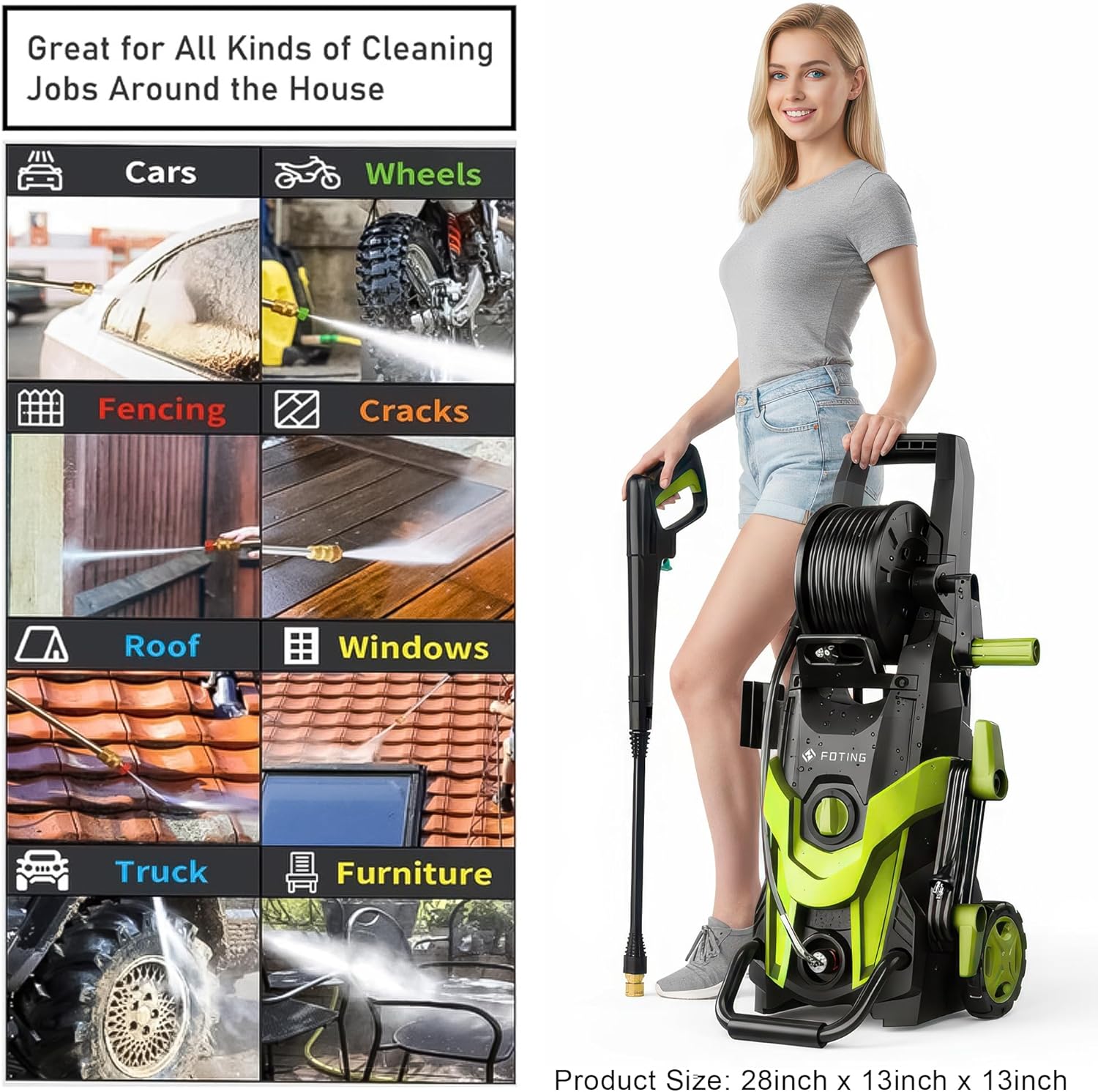 2026New Power Pressure Washer 4800PSI with 4 Quick Connect Nozzles,Inlet Hose & Filter, Foam Cannon for