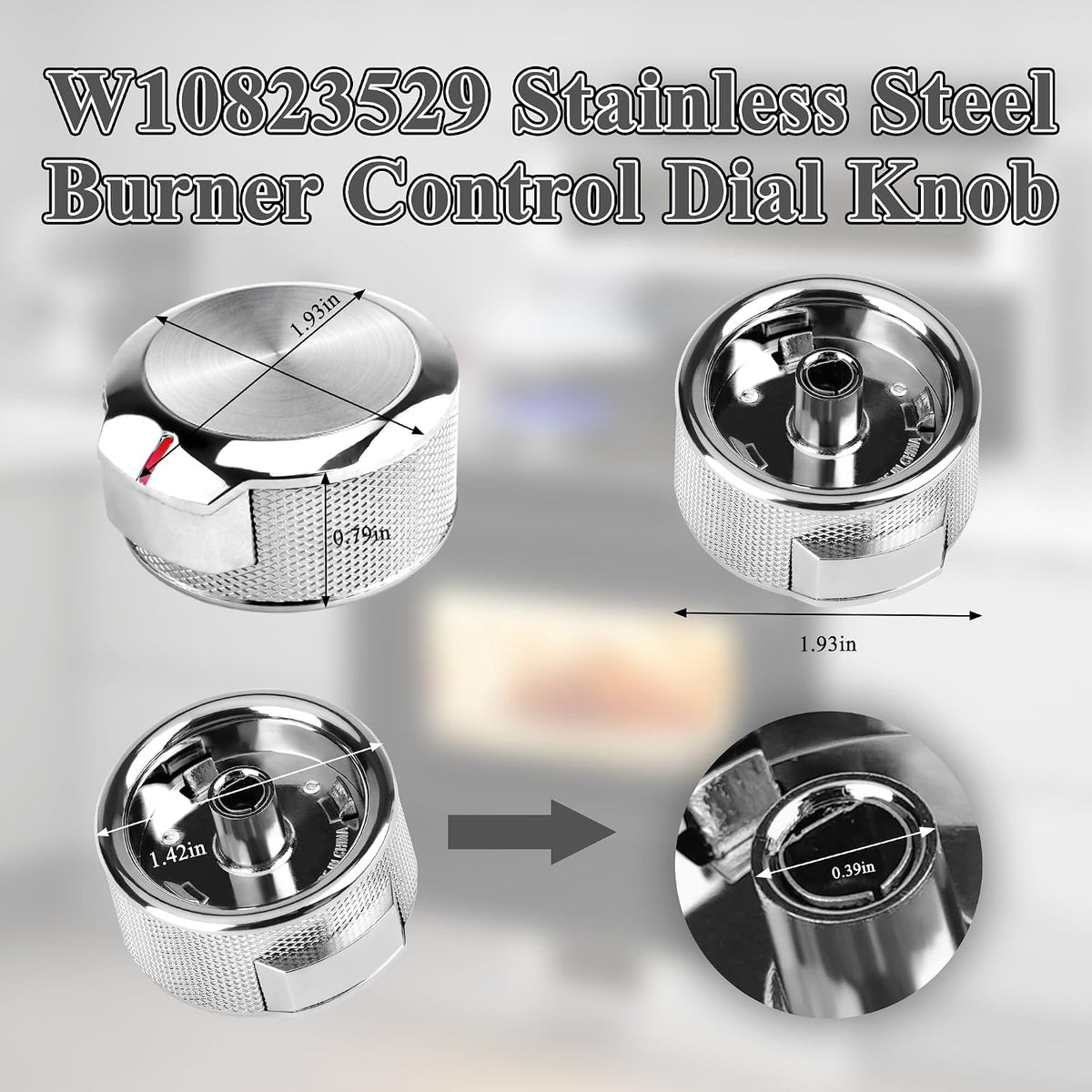 W10823529 Oven Stove Control Knob - for Whirlpool KitchenAid Range - Replaces AP6285576 PS12347719 4546228 W11156487 Brushed Finish