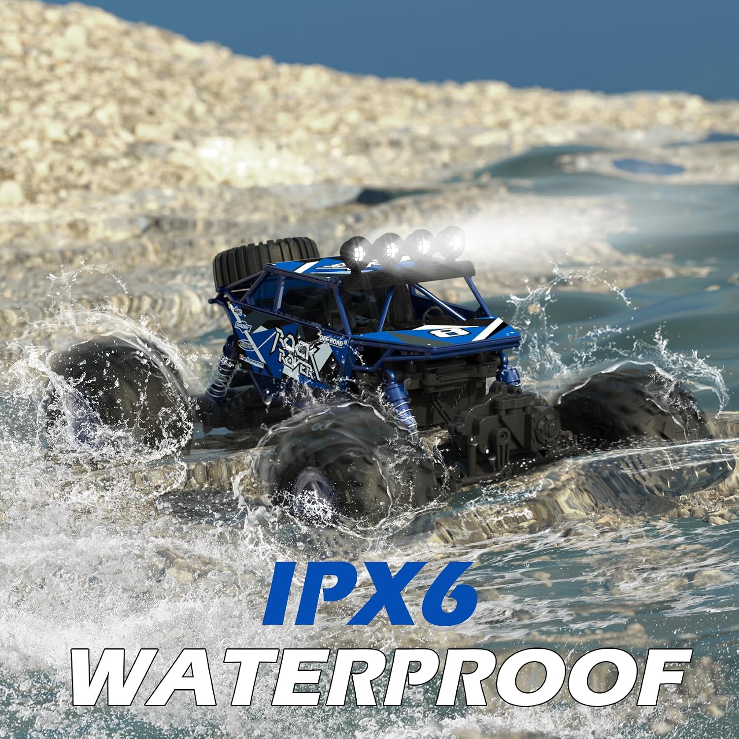 1:10 Scale Remote Control Car, 48+ KM/H High Speed Amphibious RC Monster Truck, 4WD Waterproof Off RC Road Car, 2
