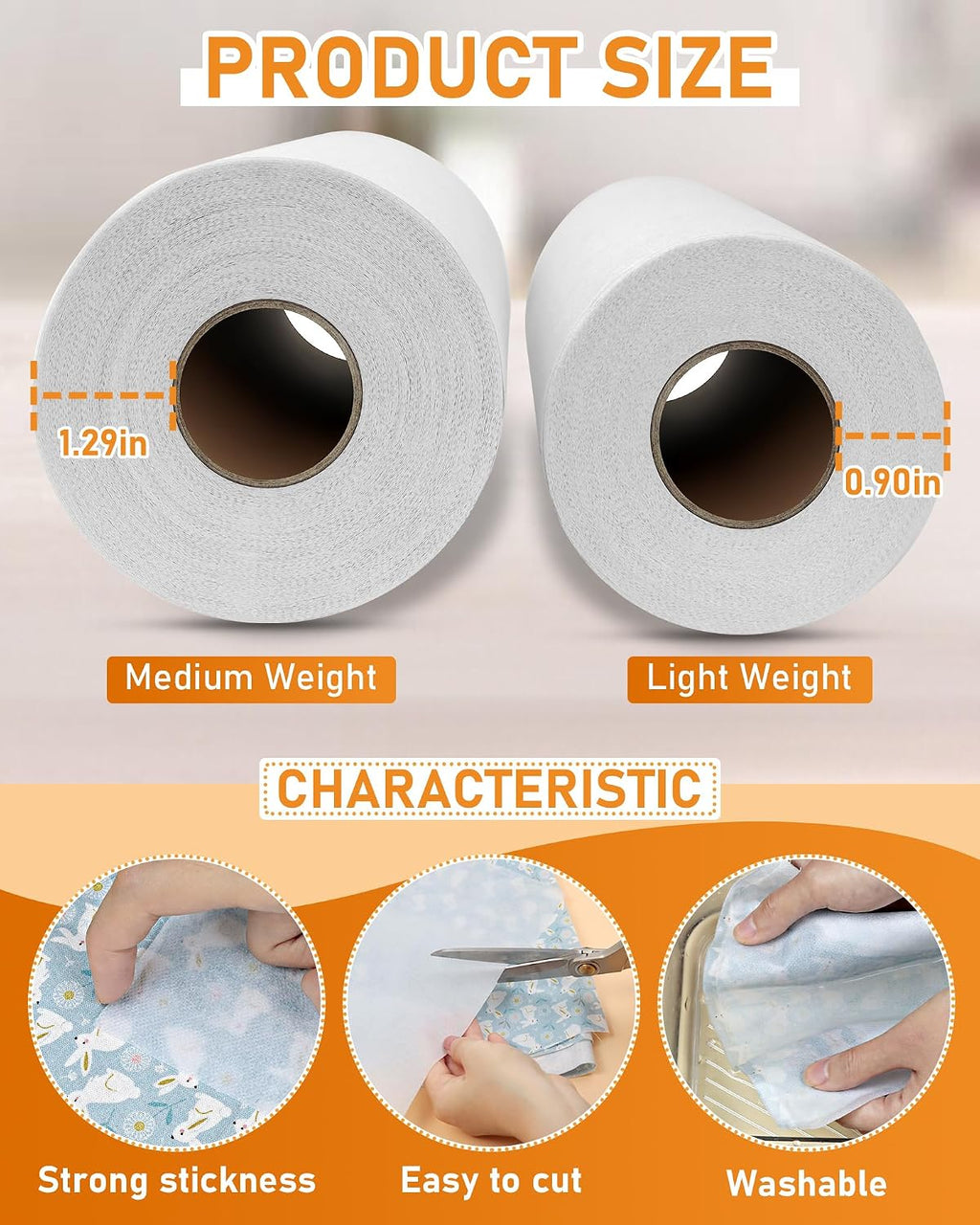 11.6"x30yd Medium Weight Non-Woven Fusible Interfacing for Sewing | Available in Black and White; Fusible Interfacing