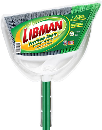 Libman FlexTech Broom with Dustpan Combo Set for Sweeping Indoor and Outdoor Floors, Pet, Dog Hair Broom, 55”