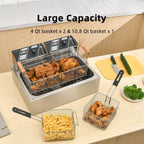 Commercial Deep Fryer with Basket, 3400W 19.4QT Professional Electric Fryer