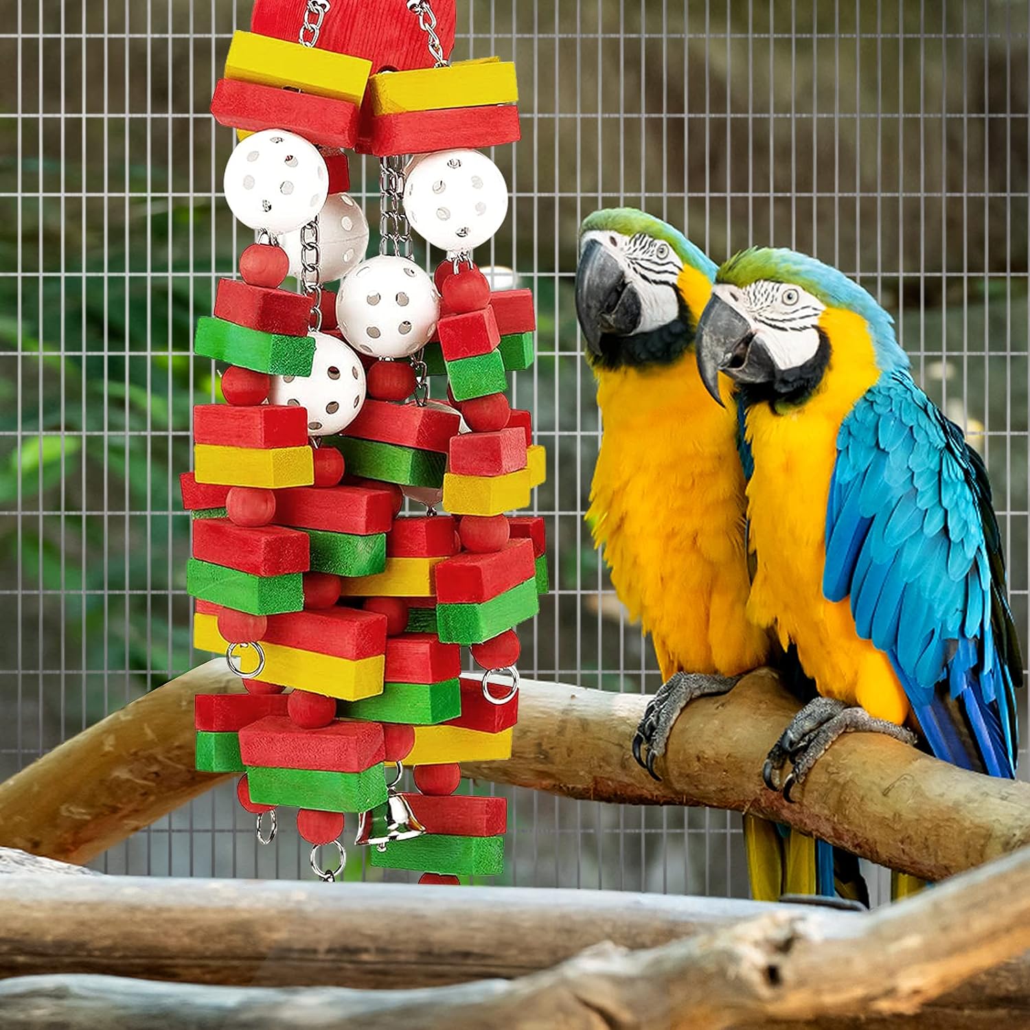 Large Bird Parrot Toys for Cockatoos African Grey Macaws Amazon Parrots | MEWTOGO, Brightly Colored, Appealing to