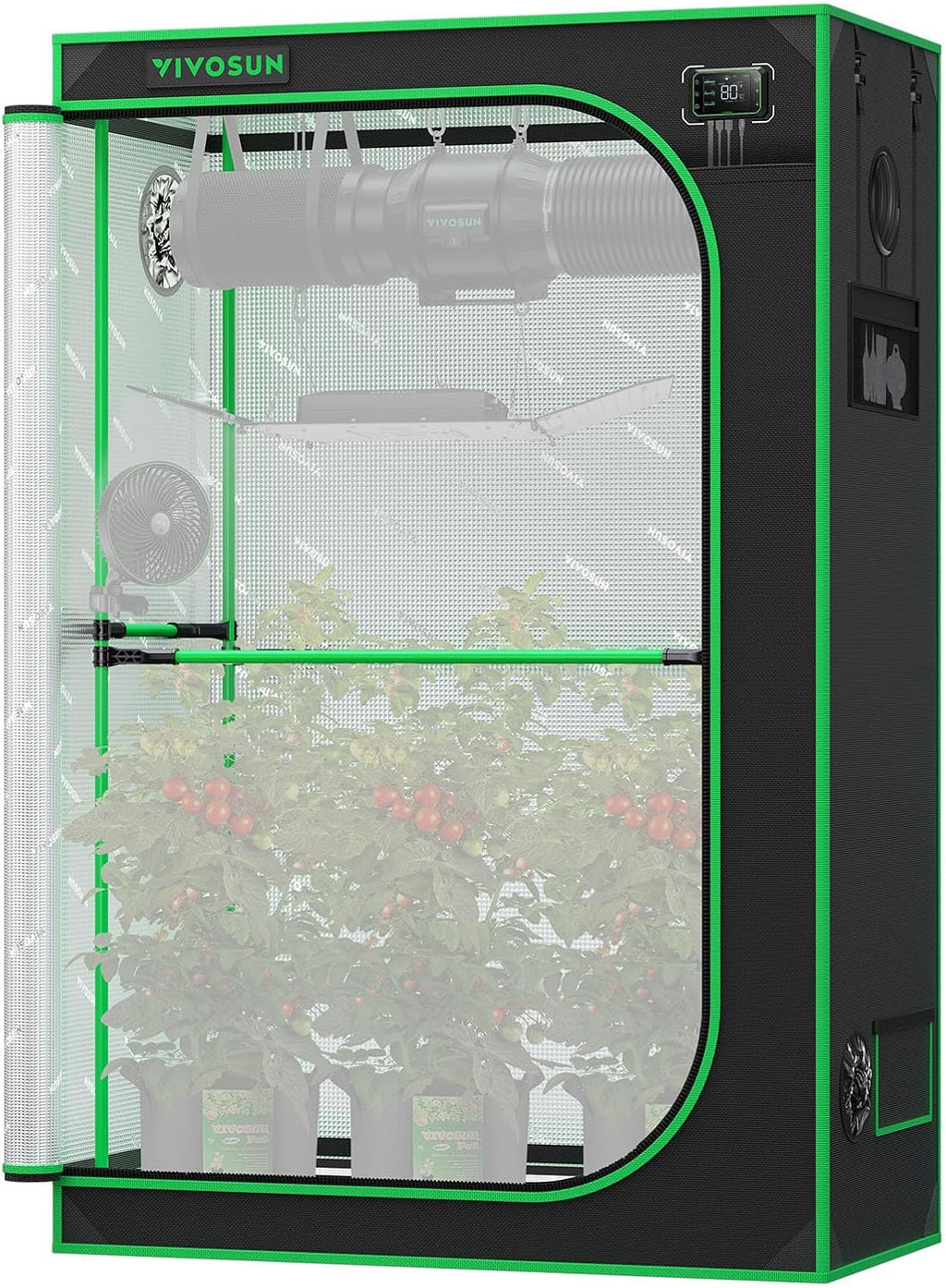 PRO Grow Tent 2x4 Indoor Grow Tents 24"x48"x 72" with High CFM Kit | Thick 1 inch Poles, High Reflective Mylar, 2000D