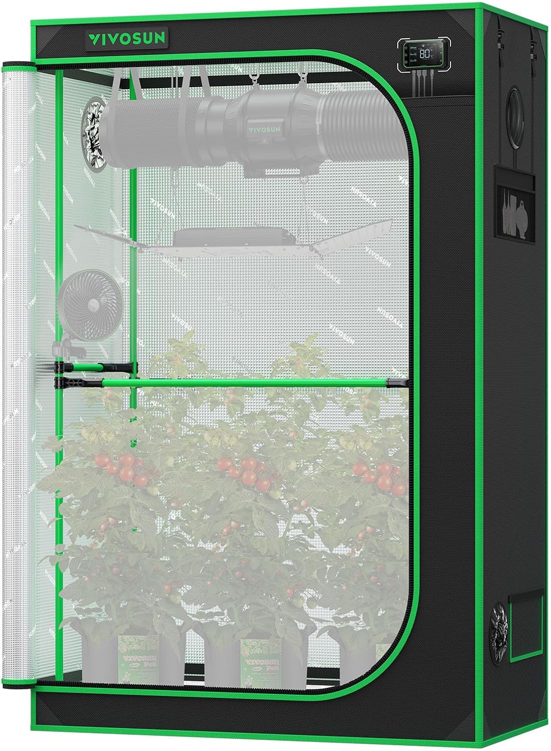 PRO Grow Tent 2x4 Indoor Grow Tents 24"x48"x 72" with High CFM Kit | Thick 1 inch Poles, High Reflective Mylar, 2000D