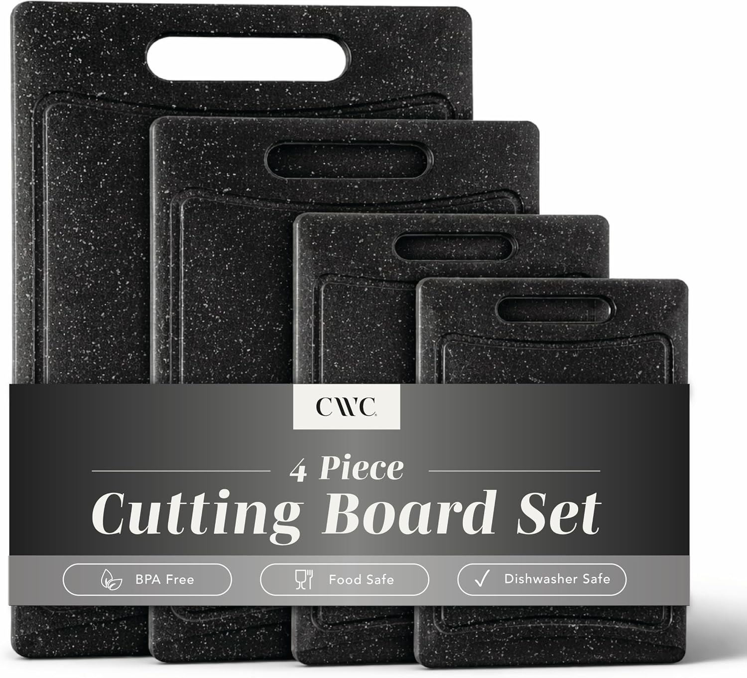 Non-Slip Cutting Board Set – Kitchen Essentials with Easy Grip Handle for Meat, Veggies, and Fruits, 4 Cutting