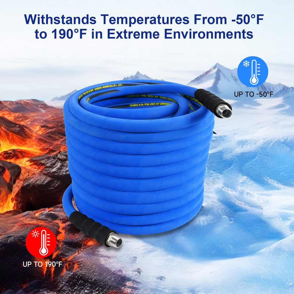 3/4" × 100FT Industrial Compressor Air Hose with Chicago Connectors