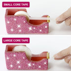 Rhinestone Pink Tape Dispenser, Refill 1 Inch Core, 4.8x2.6x1.7 in