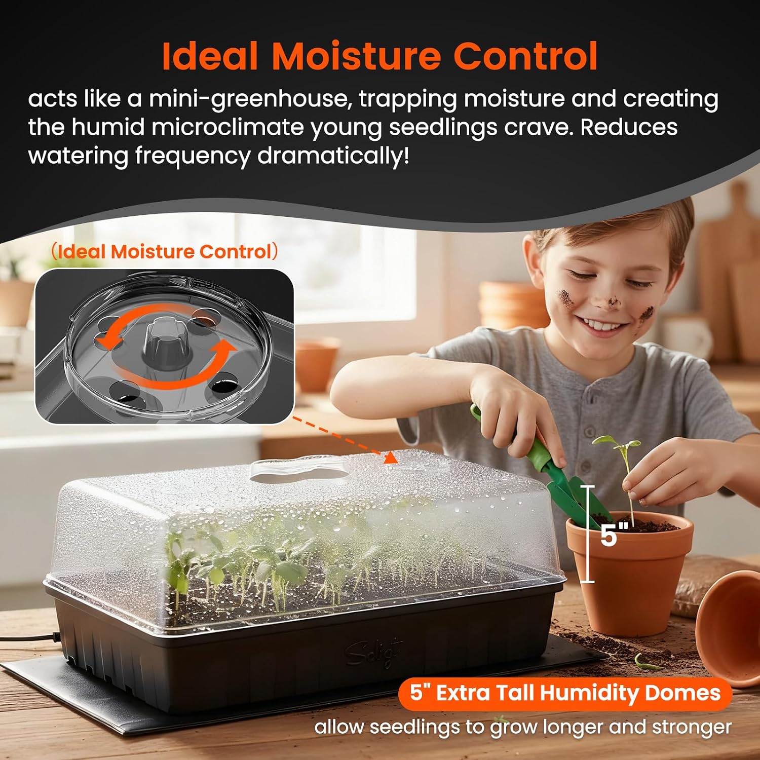 3 Set 60-Cell Seed Starter Kit with Domes, Cell Trays and Heat Mats | Cloning, Propagation and Germination Station