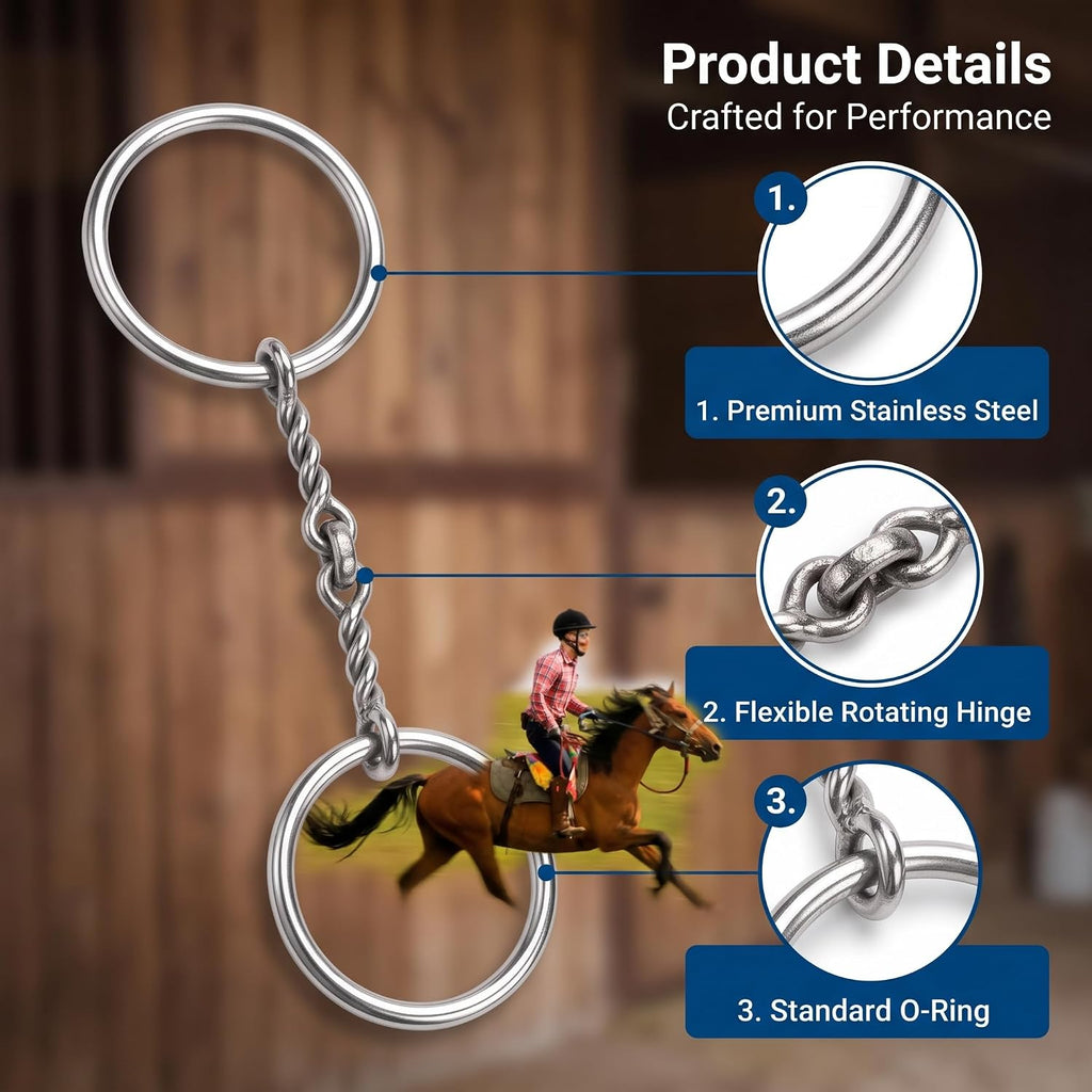 O Ring Snaffle Bit for Horses, Stainless Steel Copper Roller