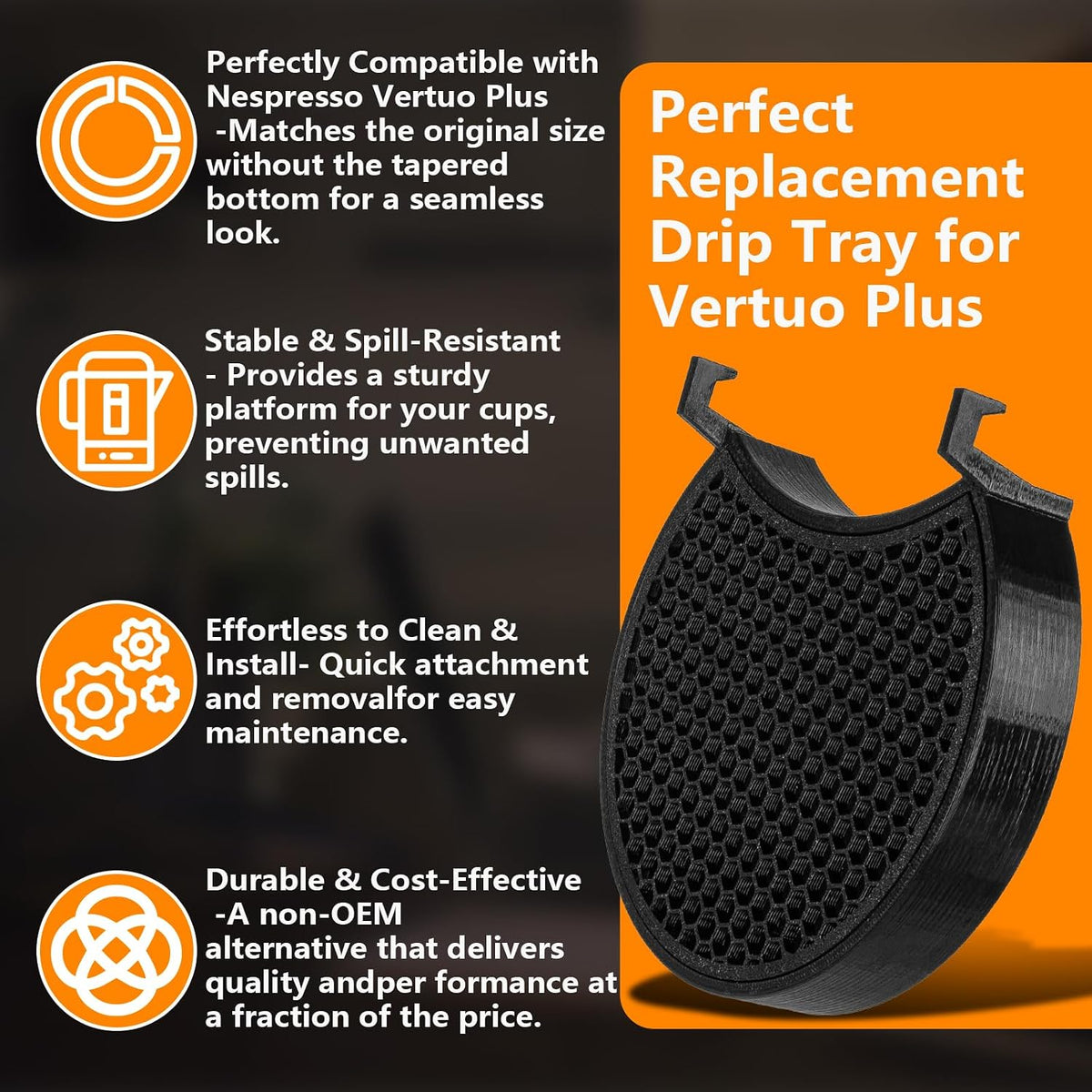 Drip Tray for Nespresso Compatible with Vertuo Plus Replacement(8MM)