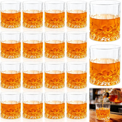 Whiskey Glasses Set of 18, 10 oz Bourbon Cocktail Rocks Glasses, Old Fashioned Glasses for Scotch Cocktail Rum Cognac