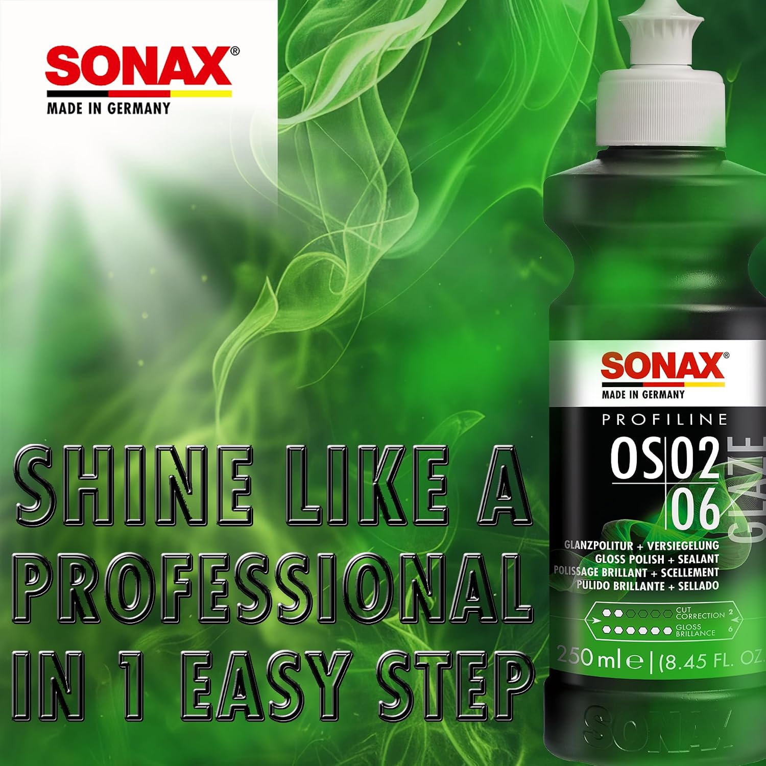 Glaze OS 02-06 247141 | All-in-One Car Polish for Scratch Removal, High-Gloss Finish & Ceramic Protection |