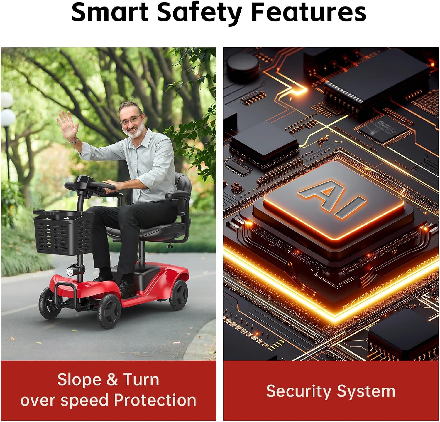 Mobility Scooter,Foldable,300 lbs Capacity,Travel & Daily Commute