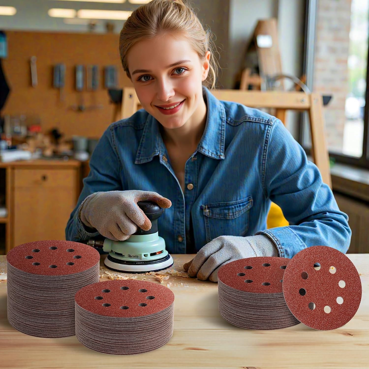 5 Inch Sanding Discs – 180 PCS Sandpaper Assortment for Orbital Sander Pads, Hook & Loop Sanding Pads, Round Sanding