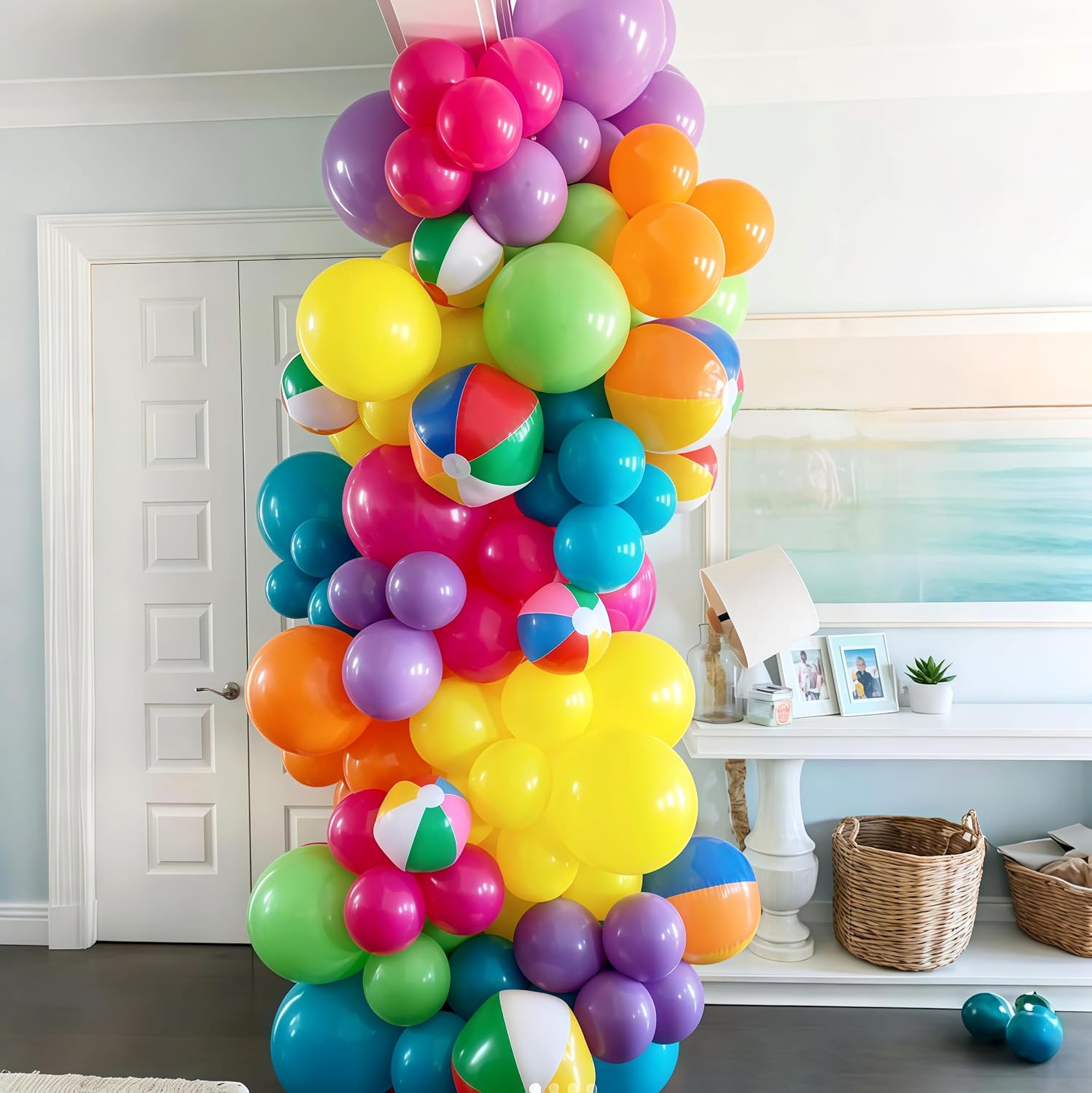 Multicolor Neon Balloon Arch Garland Kit, Assorted Color Blue Purple Orange Green Pink Green Gold Rainbow Balloon