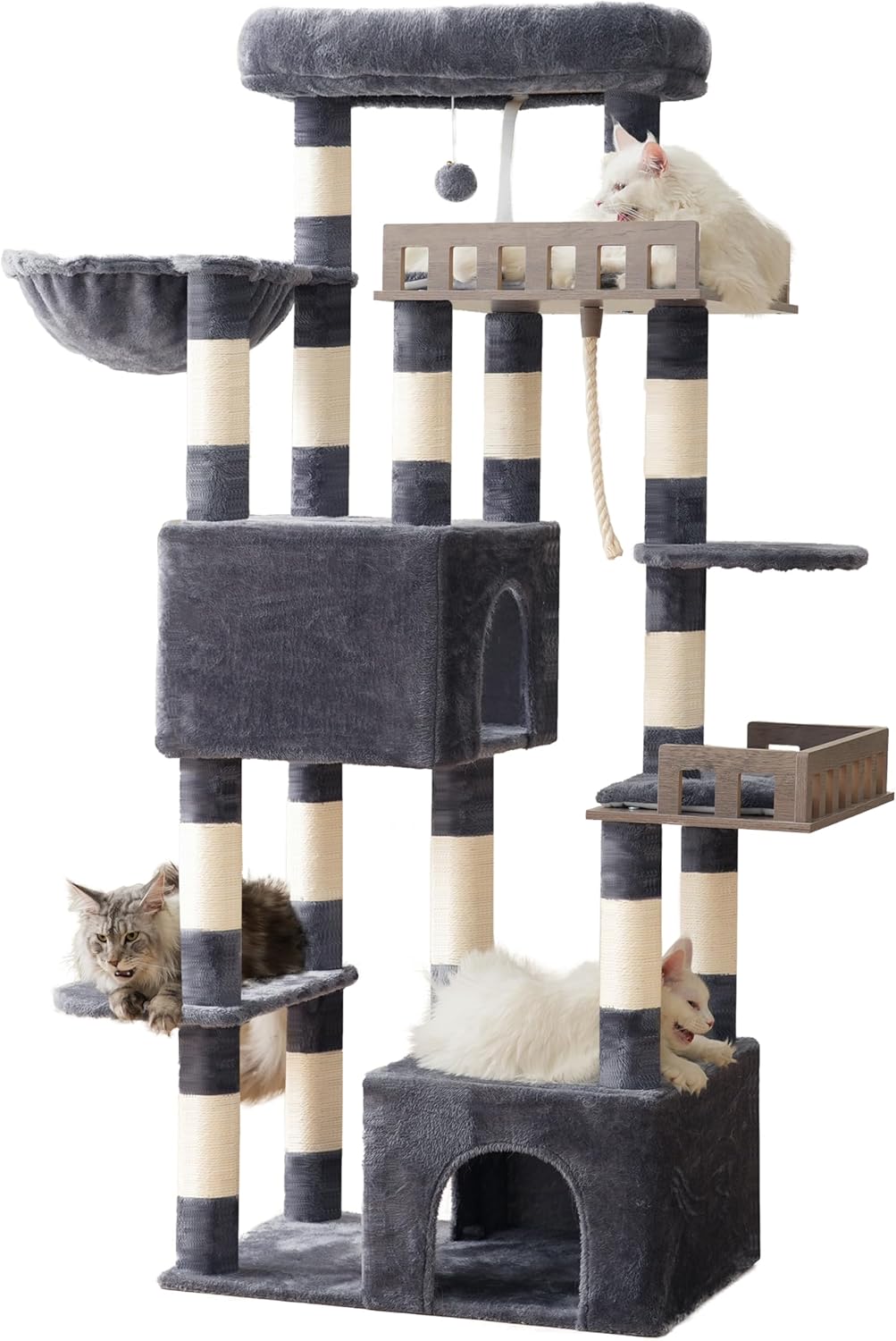 Maine Coon Cat Tree, Heavy Duty Cat Tree for Indoor Cats Large Adult, Cat Tower for Large Cats 20 lbs+ with Hammock