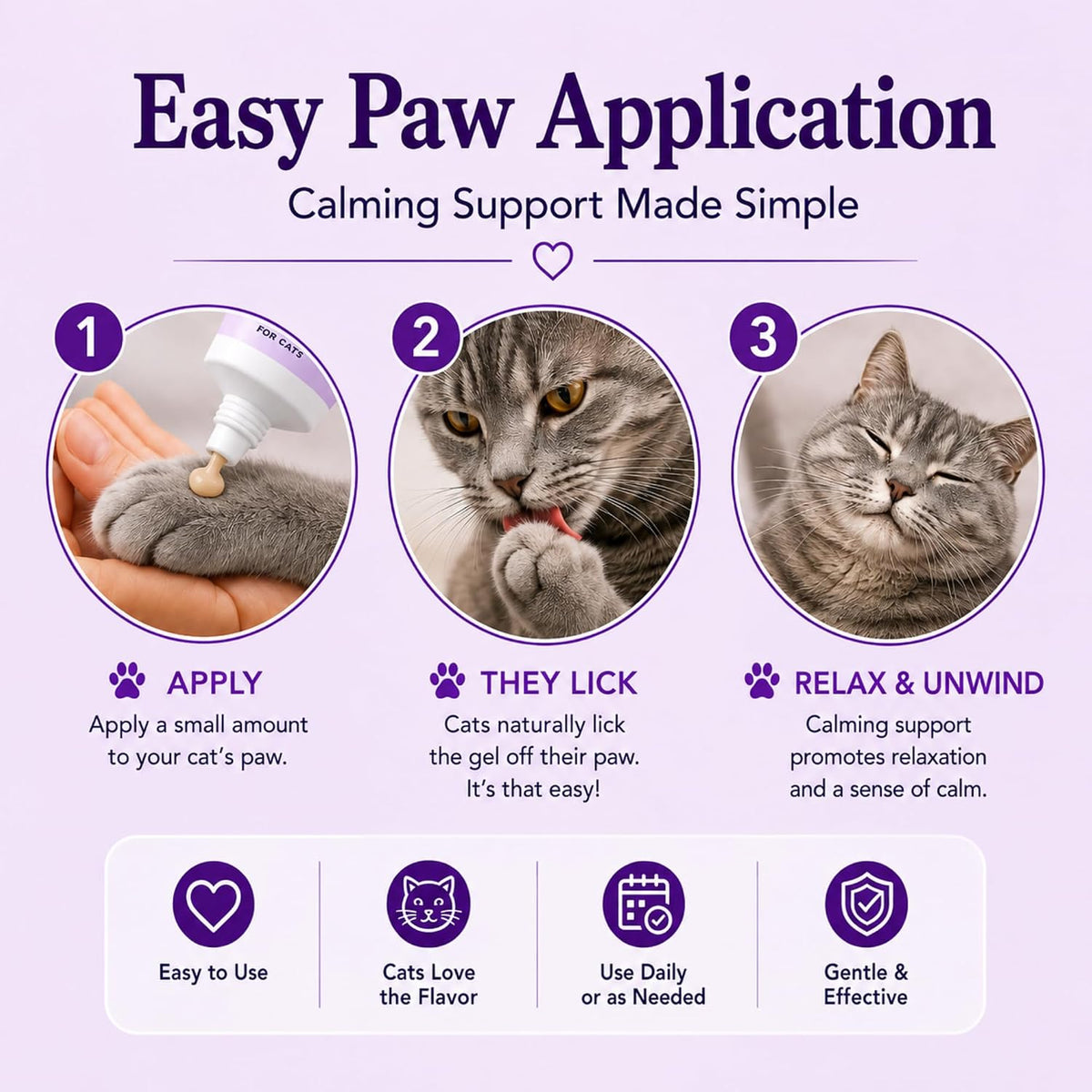 Calming Paw Gel for Cats, 5 oz | Melatonin & L-Theanine Cat Calming Supplement | Fish Flavor Stress Relief Gel for